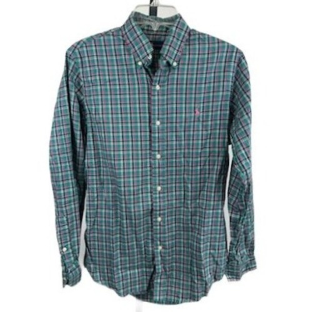Ralph Lauren Plaid Shirt Men's Size Small Button-Down Green Pink Polo Cotton
